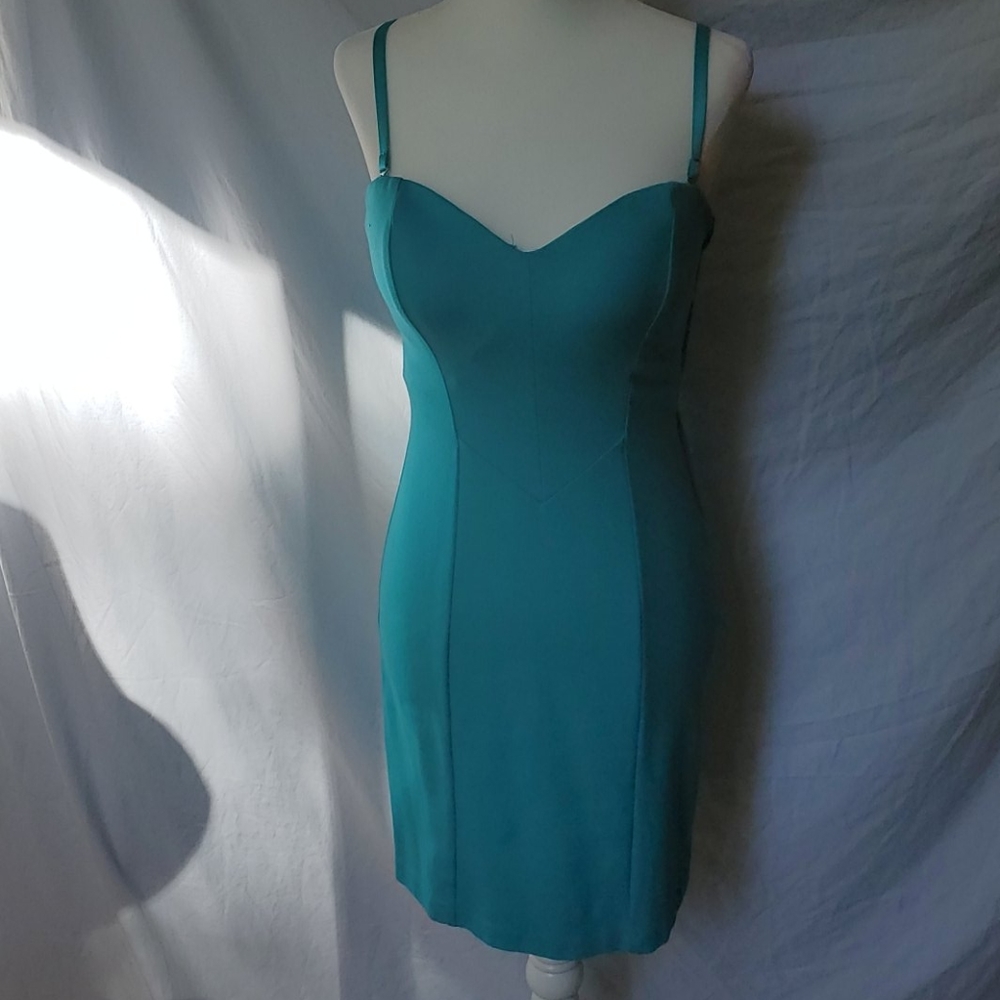 GUESS Bustier Style Fitted Teal Jersey Dress